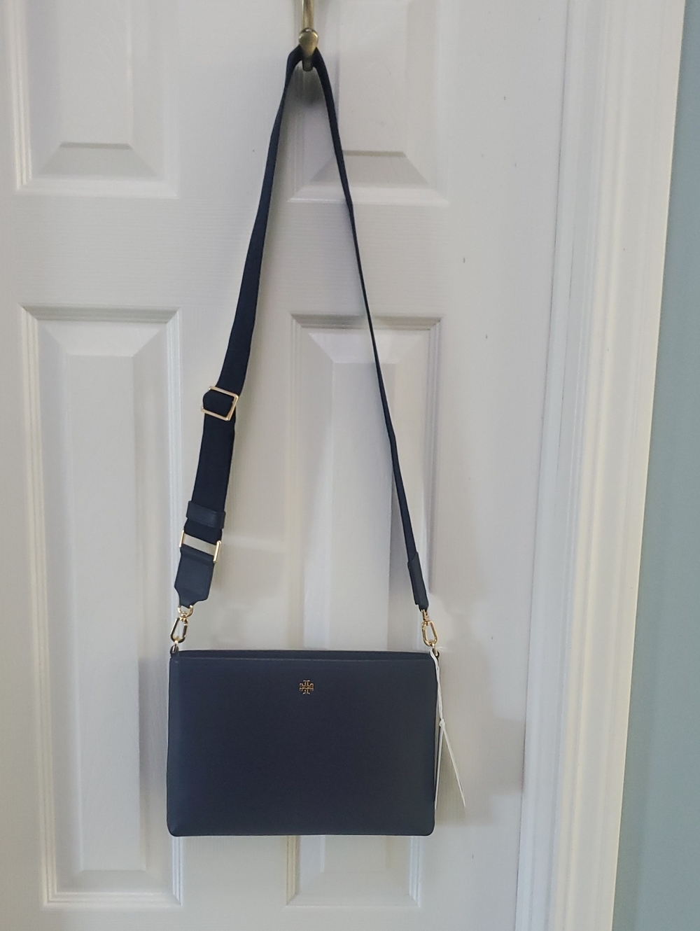 Tory Burch Navy Crossbody Bag with Gold Hardware